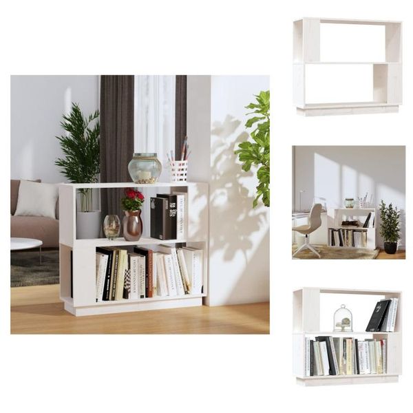 Vidaxl Libreria/Divisorio Bianco 80X25X70 Cm In Legno Di Pino Massiccio - Librerie E Scaffalature-image