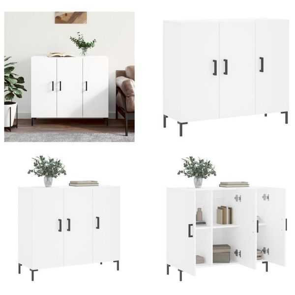 Vidaxl Credenza Bianca 90X34X80 Cm Materiale A Base Di Legno - Credenza - Credenza - Armadio - Armadio Portaoggetti-image