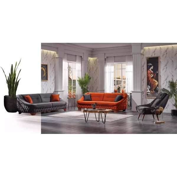 Set Di Divani 3+3+1 Posti Set Di Divani Chesterfield Da Salotto Completo 3 Pezzi-image