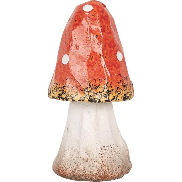 Clayre & Eef Decorazione Fungo Ø 6X11 Cm In Ceramica Bianca E Rossa-image