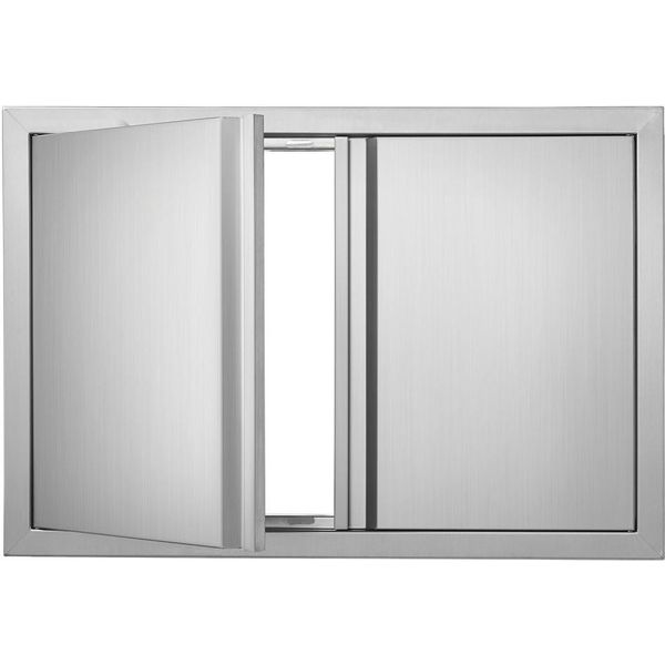 Porta Di Accesso Per Barbecue, 774 X 532 Mm, Doppia Porta Esterna Per Cucina - Porta In Acciaio Inox, A Incasso - Porta Verticale A Parete Con Maniglie A Scomparsa - Per Isola Barbecue, Stazione Barbecue, Mobile Esterno-image