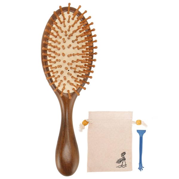 Pettine A Cuscino D'aria, Manico In Legno, Spazzola Districante, Pettine Per Il Massaggio Del Cuoio Capelluto Con Spazzola Di Pulizia-image