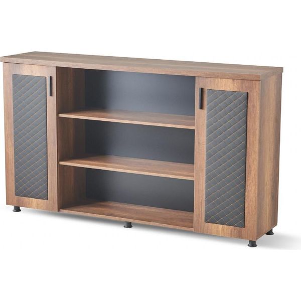 Armadio Archivio Credenza Marrone Nero Bicolore Studio Moderno-image