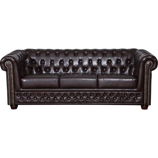 Chesterfield 3 Posti In Pelle Divano Divano Imbottito Tessile Divani Divani 3 Posti Nuovo-image
