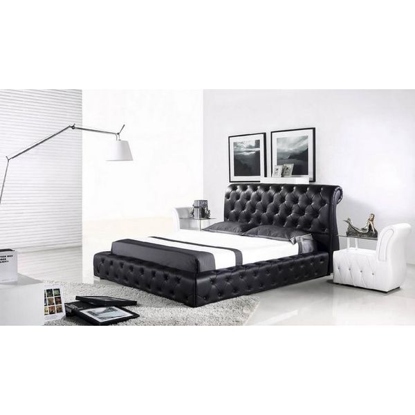 Letto Di Design Letto Imbottito Letto Matrimoniale Letto In Tessuto Struttura Letto Moderno Chesterfield Nuovo-image