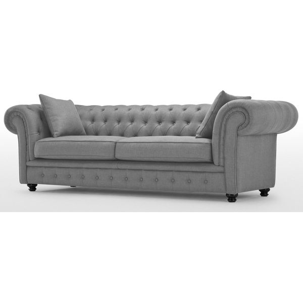 Xxl Divano Grigio 4 Posti Divano Chesterfield Tappezzeria Sedile Set Pelle Tessile Nuovo-image