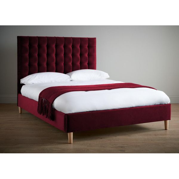 Letto Matrimoniale In Velluto Rosso Di Lusso Design Chesterfield Letti Classici Nuovo-image
