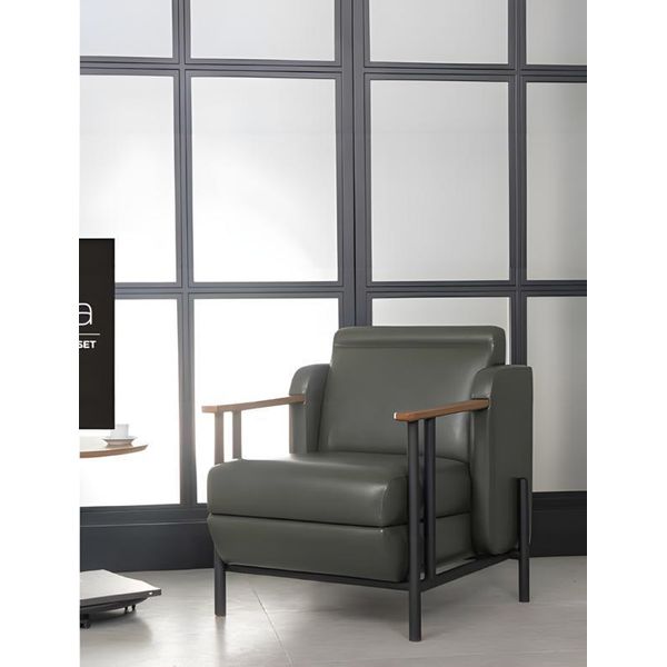 Poltrona Di Design Sedie Imbottite Lounge Solido Acciaio Inox Pelle Legno Poltrona Nuova-image