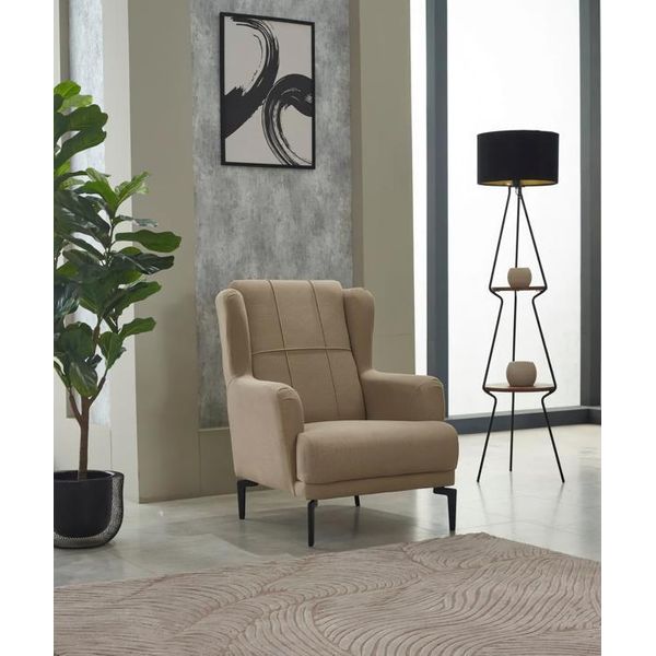 Poltrona Da Salotto Monoposto Poltrona Imbottita Poltrona In Tessuto Poltrona Moderna Beige-image
