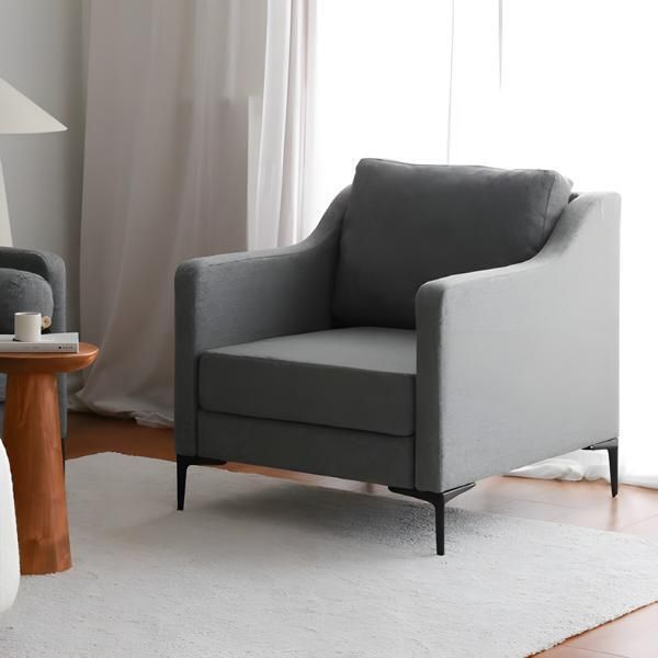 Soggiorno Poltrona Imbottita Poltrona In Tessuto Grigio Design Monoposto-image