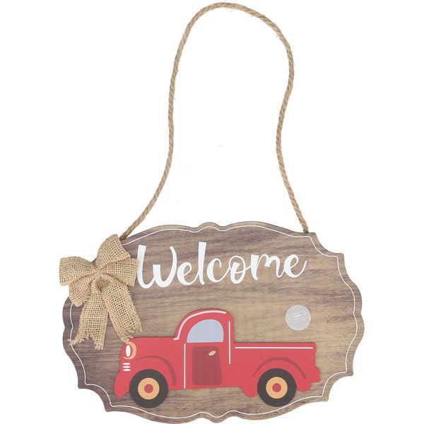 Cartello Di Benvenuto In Legno Con 12 Pezzi Di Icone Stagionali Intercambiabili Placca Da Appendere Alla Parete Per La Porta D'ingresso-image