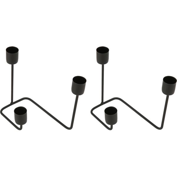 2 Pezzi 3 Braccio Portacandele Nero Semplice Moderno Portacandele Decorativo Candelabro Per Matrimonio Partito-image