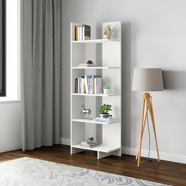Libreria 'Vireftere' 176 X 62 X 29 Cm Scaffale A Giorno Con 5 Ripiani Bianco-image
