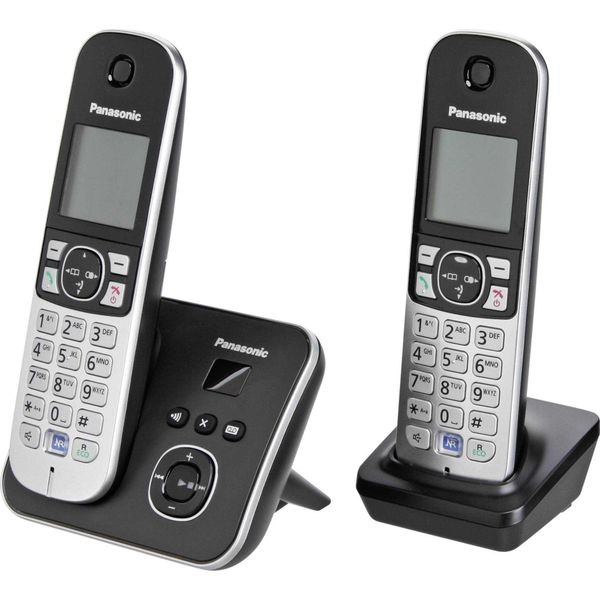 Panasonic KX-TG6822 - Telefono Cordless - Segreteria Telefonica Con Id Chiamante - Dect - Nero + Cornetta Aggiuntiva-image