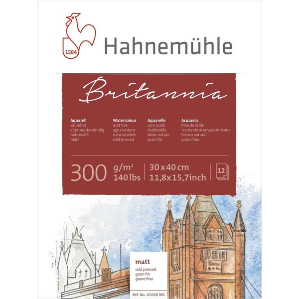 HahnemüHle Tampone Per Acquerello 12 Fogli Britannia Opaco 30X40Cm 300G-image
