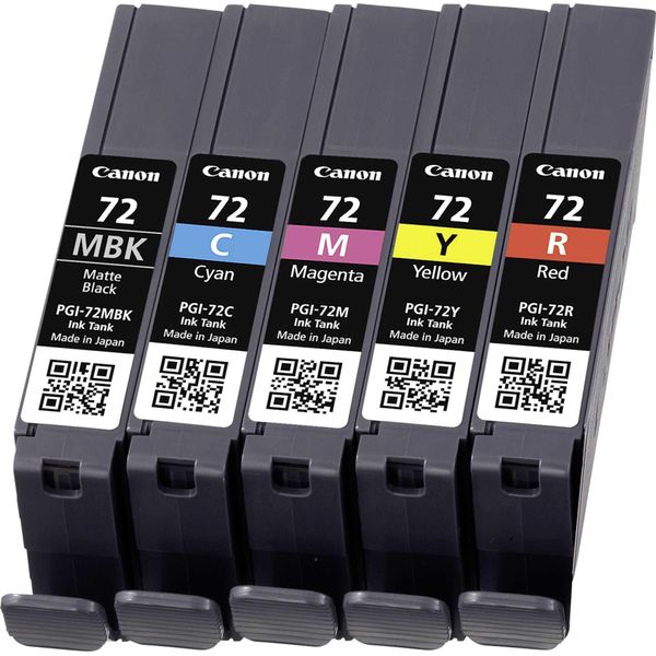 Canon PGI-72MBK/C/M/Y/R Multipack - Confezione Da 5 Pezzi - Giallo, Ciano, Magenta, Rosso, Nero Opaco - Originale - Contenitore D'inchiostro - Per-image