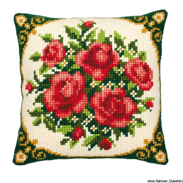 Cuscino A Punto Croce Vervaco "Bouquet Di Rose Colorate"", Immagine Di Ricamo Pre-Disegnata"-image
