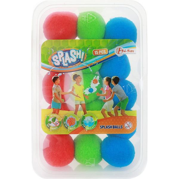 Toi-Toys - Splash Super Splashballs 5Cm (15 Pezzi Con Scatola Di Immagazzinamento) Palloni D'acqua Sostenibili-image