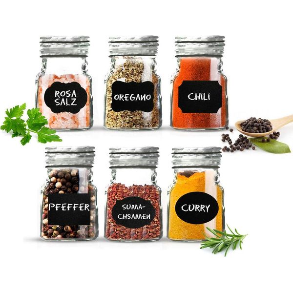 6 Barattoli Di Stoccaggio Con Lavagna Barattoli Di Marmellata Barattoli Di Spezie Barattolo Di Stoccaggio-image
