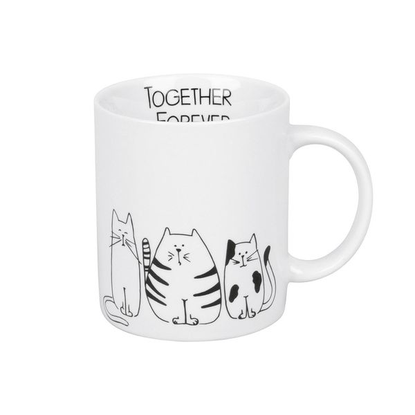 KöNitz Funny Cats Becher, Tasse, Kaffeetasse, Porzellan, Katzen, Weiß, 300 Ml, 11 1 002 2075-image