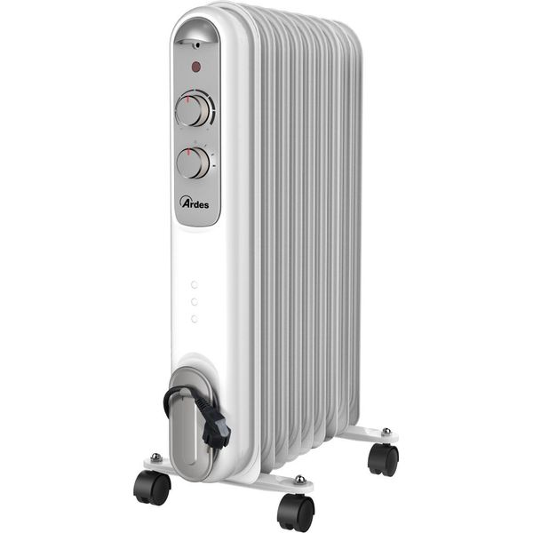 Ardes 4R09S Riscaldatore A Olio Curvy 9, 11 Elementi Riscaldanti, 3 Forze, 2000 W, Argento-image