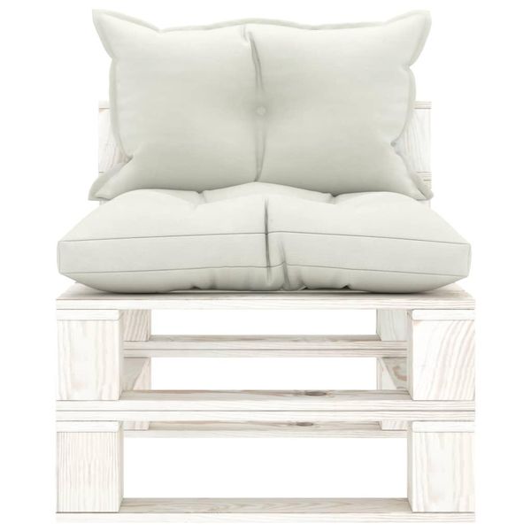 Vidaxl Divano Centrale In Pallet Da Giardino Con Cuscini In Legno Beige-image