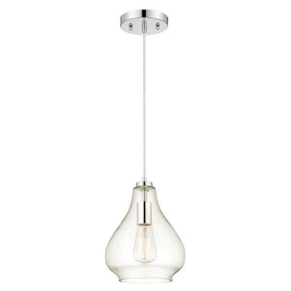 Lampada A Sospensione Cromo / Vetro Trasparente Con 1 Sorgente Luminosa-image