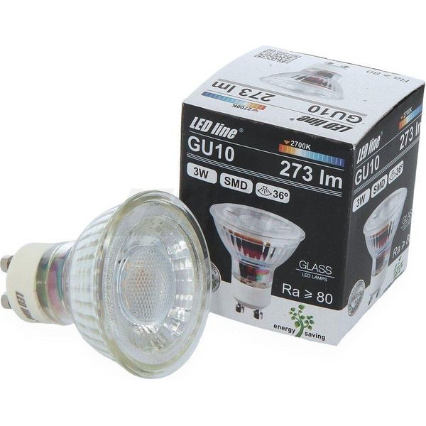 10X Led Line GU10 3W Lampadina Led 36° Smd 4000K Bianco Neutro 273 Lumen Faretto Vetro Da Incasso Lampadina A Risparmio Energetico-image