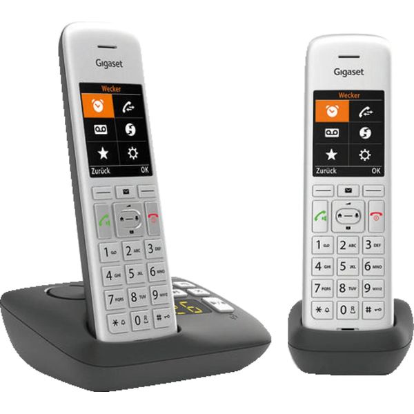 Gigaset CE575A Duo - Telefono Cordless - Segreteria Telefonica Con Identificativo Del Chiamante - Eco Dect\Gap - Nero, Argento + Aggiuntivo-image