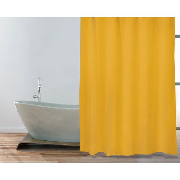 Msv Tenda Da Doccia Premium In Tessuto Antimuffa - Antibatterica, Lavabile, 100% Impermeabile - Poliestere, "Giallo Zafferano"" 180X200Cm"-image