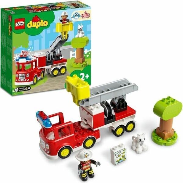 Lego 10969 Autopompa Duplo Town, Giocattolo Educativo Per Bambini Dai 2 Anni In Su, Set Con Luce Blu E Sirena, Pompiere E Gatto, Per Bambine E Bambini-image