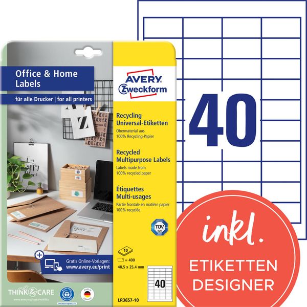 Avery Zweckform LR3657-10 Avery Zweckform Etichette Universali Per Il Riciclaggio Home Office-image
