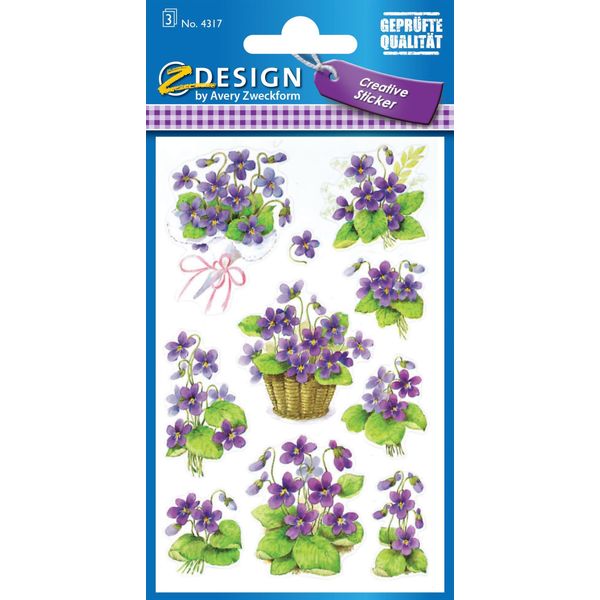 Avery Zweckform® 4317 Z-Design 4317, Adesivi Decorativi, Viola, 3 Fogli/30 Adesivi-image