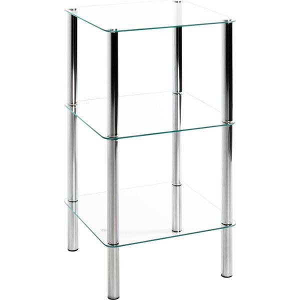 Haku MöBel Scaffale Scaffale Da Bagno Cromo - Metallo, Vetro Di Sicurezza 5 Mm, L/H/D: 39X77X39 Cm-image