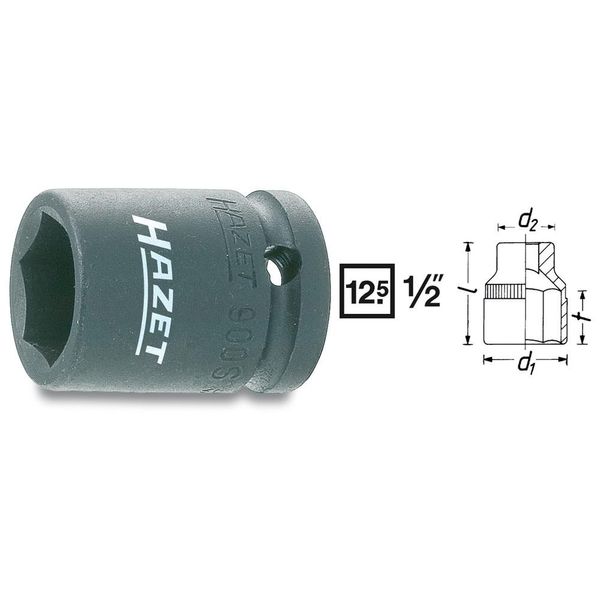 Hazet 900S-21 Chiave A Bussola (Esagono): 21 Mm Cava Quadrata 12,5 Mm (1/2")"-image