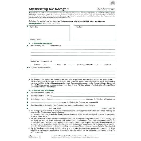 Rnk Verlag 553 Contratto Di Locazione Per Garage, 4 Pagine, Piegato In Din A4-image