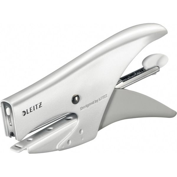 Leitz Wow Pinzatrice, Capacità Di Pinzatura: 15 Fogli, Bianco Metallizzato Piccola Pinzatrice, Profondità Di Inserimento: 49,5 Mm Per Punti Metallici N. (5531-20-01)-image