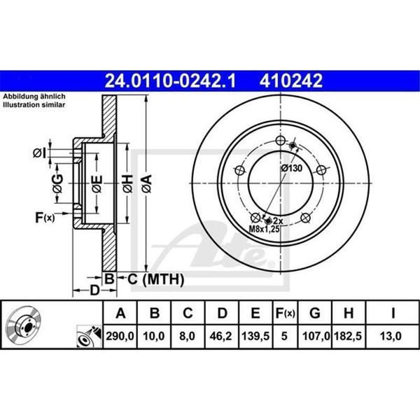 2X Ate 24.0110-0242.1 Disco Freno Asse Anteriore-image