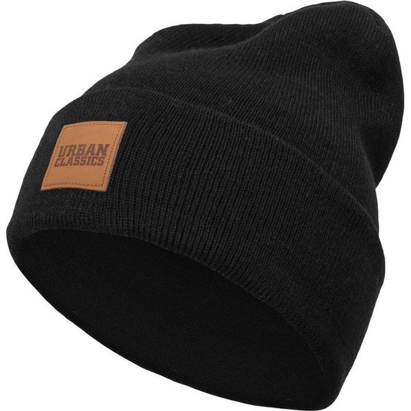 Urban Classics TB626 | Synthetic Leatherpatch Long Beanie Taglia Unica - Colore: Nero - Taglia: Taglia Unica-image