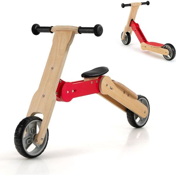 Costway 2 In 1 Monopattino Convertibile Per Bambini, Balance Bike Con Manubrio Antiscivolo E Sedile Rimovibile, Monopattino Per Bambini Dai 3 Anni In Su-image