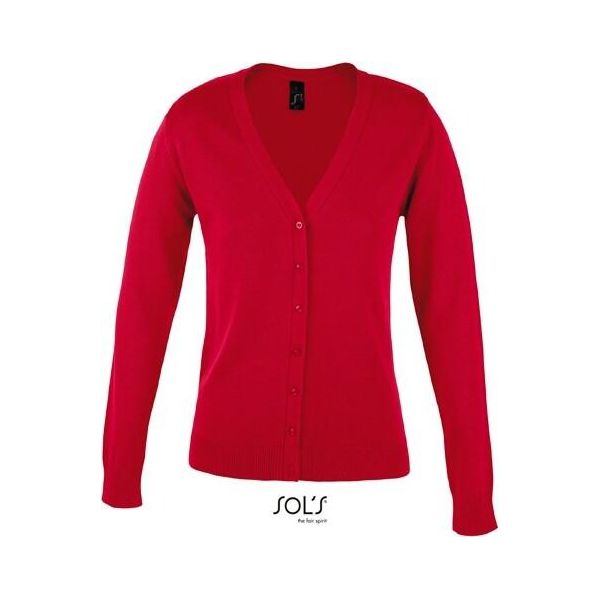 Sols 90012 | Golden Donna Cardigan Lavorato A Maglia Con Scollo A V - Colore: Rosso - Taglia: L-image