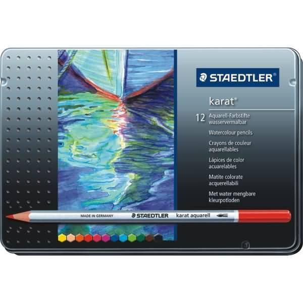 Matite Acquerellabili Karat 12 Colori In Scatola Di Metallo Staedtler-image