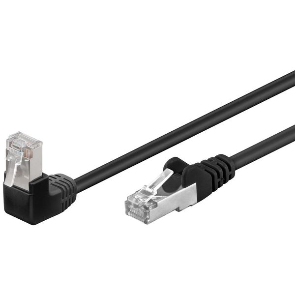 Goobay 94188 Cavo Patch Cat 5E 1X 90° Angolato, F/Utp, Nero, 2 M - Miscela Di Rame Cca, 1X Spina RJ45 90° (8P8C)-image