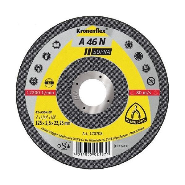 Disco Da Taglio A 46 N Supra D125X2,5 Mm Alluminio Crimpato Foro 22,23 Mm Klingspor-image