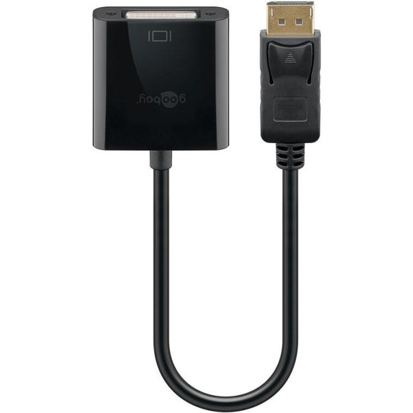 Goobay 69873 Cavo Adattatore Displayport/Dvi-D 1.2, Nichelato, 0,2 M, Nero - Displayport Maschio > DVI-D Femmina Dual-Link (24+1 Pin)-image