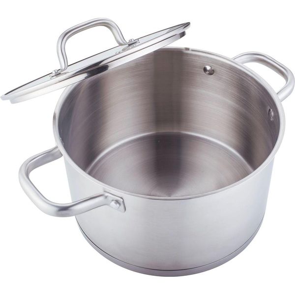 Padella Ø20Cm Pentola In Acciaio Inox Con Coperchio In Vetro Adatta A Tutti I Tipi Di Fornelli Argento 20Cm-image