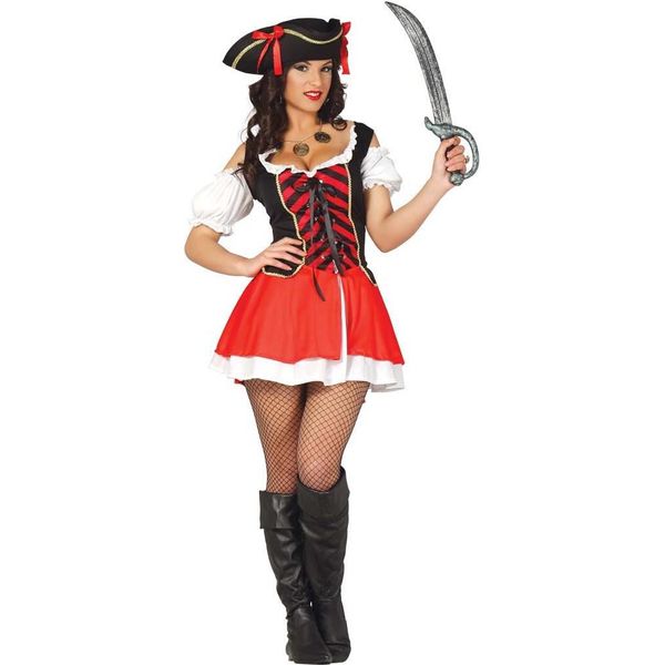 Costume Da Pirata Avventura Accessori Di Carnevale Cappello A Tricorno Elegante Taglio Classico Design Autentico, Taglia: 36 - 38 (S) Colore: Rosso-image