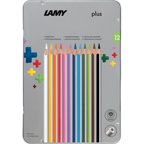 Lamy 1222009 Matite Colorate Triangolari Lamy Plus, Confezione In Metallo Da 12 Pezzi-image