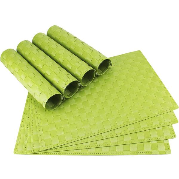 Tovaglietta Moderna Set Di 8 Tovagliette In Plastica Intrecciata Verde Chiaro 45X30 Cm-image