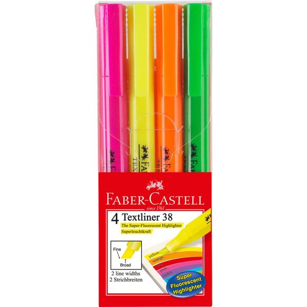 Faber-Castell 157704 Evidenziatore 38 A Penna - 4 Colori In Astuccio-image